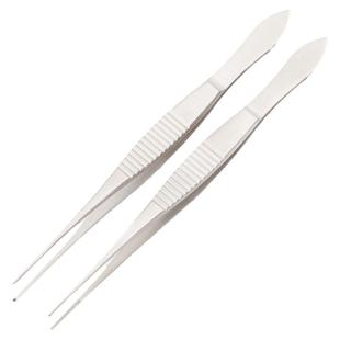 眼科眼用镊医用直弯头有钩无钩横齿唇头小镊子10cm拔睫毛镊不锈钢