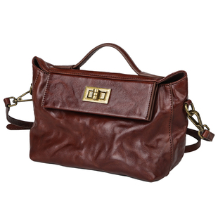 漫色真皮复古手提凯莉包女2025新款手抓纹植鞣头层牛皮单肩斜挎包