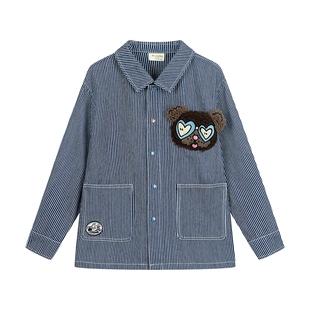 马拉丁童装儿童外套2025秋装新款男女大小童趣味牛仔衬衫外套