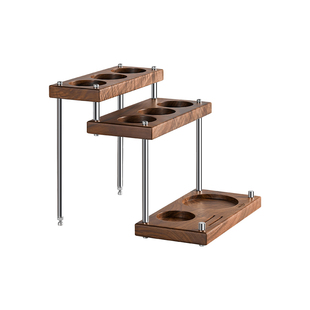 IKAPE咖铂实木三层置物架 意式咖啡压粉布粉器底座三层收纳支撑架