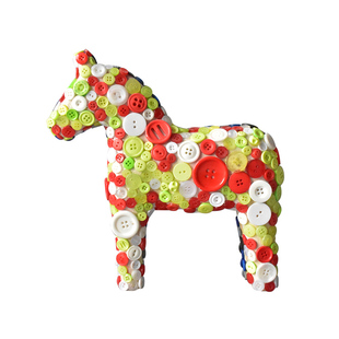 纽扣马diy做手工制作材料包儿童早教幼儿园新年活动女孩创意美术