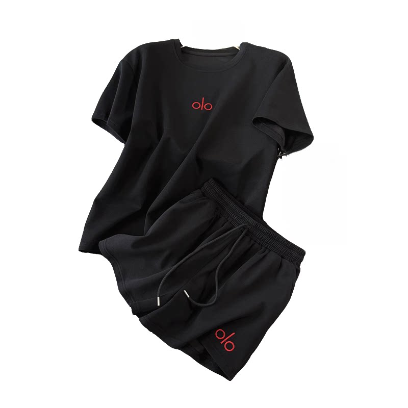 夏家居服宽松短袖短裤运动套装女