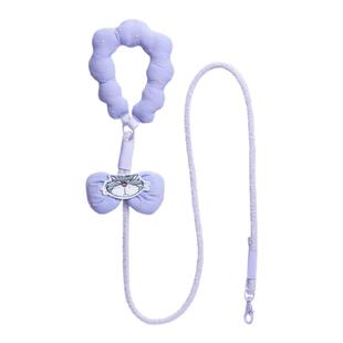 派思维迪士尼联名卡通狗狗牵引绳紫色蝴蝶结宠物绳结项圈装饰用品