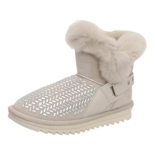 雪地靴女款皮毛一体2024新款冬季加绒加厚保暖东北大棉鞋短靴鞋子