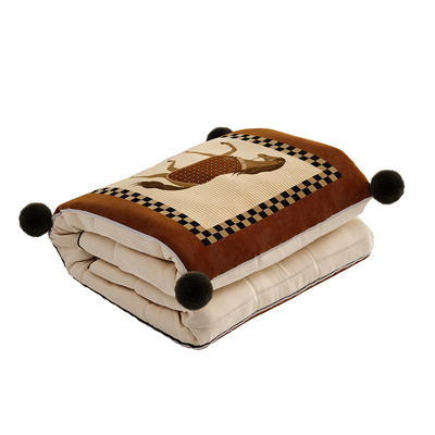 马年圣诞新年红色抱枕被子二合一