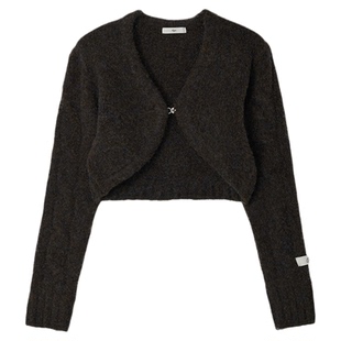 【含羊毛】KIJUN韩国女士春季针织上衣波莱罗针织衫外套MUSINSA