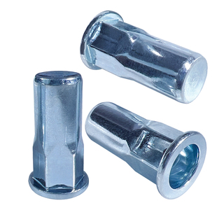 蓝白锌平头半六角拉铆螺母m4m5m6m8m10五金圆柱拉帽盲孔拉卯拉母