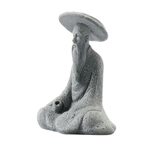 仿真钓鱼翁小摆件园艺花卉微景观姜太公假山盆景渔翁鱼缸装饰造景