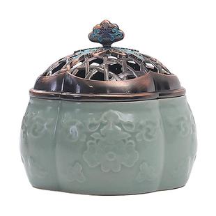 蝴蝶珐琅彩盘香炉家用塔香沉香檀香室内香薰炉手工陶瓷熏香器礼品