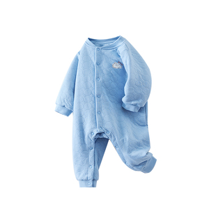 米乐熊婴儿衣服宝宝长袖夹棉连体衣婴幼儿纯棉睡衣母婴童装哈衣