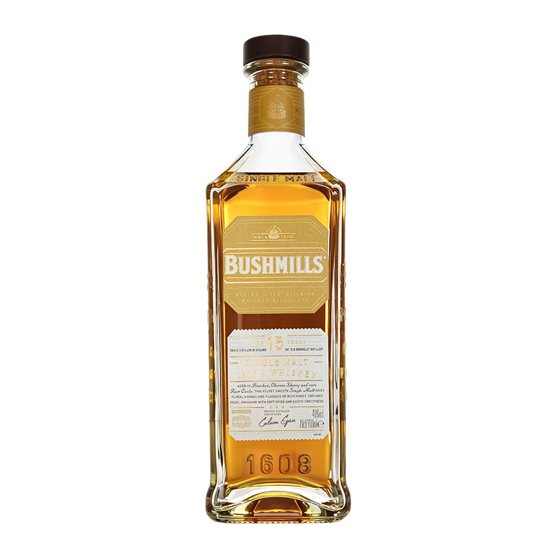 布什米尔Bushmills 15年单一麦芽爱尔兰威士忌原瓶进口朗姆雪莉桶