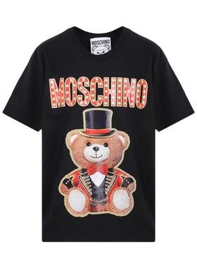 MOSCHINO/莫斯奇诺T恤 女马戏团魔术泰迪熊圆领短袖T恤宽松ins风