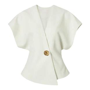 小众设计高级感白色气质收腰时髦酷飒X型廓形西装马甲外套上衣女