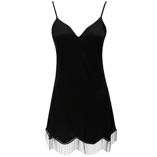 冰丝性感睡衣女款秋冬2025新款薄女士黑色高级感丝绸吊带睡裙春夏