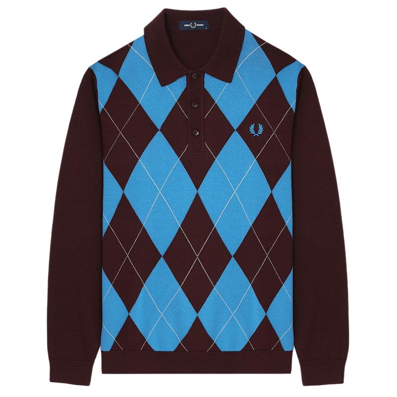FREDPERRY菱格纹polo领针织衫