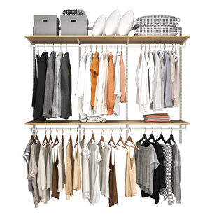 铂耐衣帽架实木衣柜步入式衣帽间定制收纳整体置物架1.9米衣橱