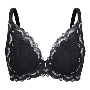 古今内衣女透气大胸显小深V防下垂棉质杯里薄双色蕾丝舒适文胸