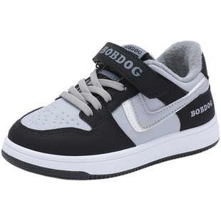 巴布豆童鞋男童鞋子二棉鞋秋冬2025新款冬季加绒加厚低帮儿童板鞋