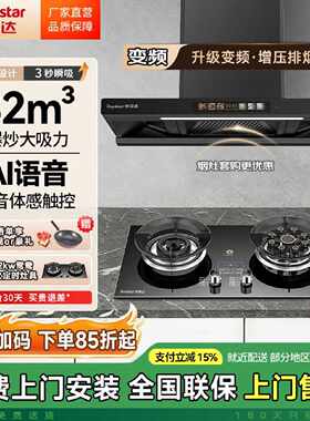【荣事达】抽油烟机燃气灶具两件套变频32m³大吸力家用T型欧式顶