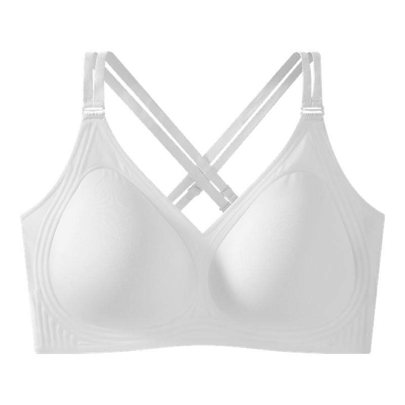 尚比妮大码文胸女薄款大胸显小聚拢无痕隐形交叉肩带美背内衣bra