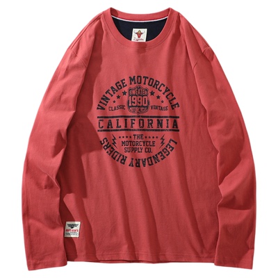 秋冬新款美式大闲af底衫长袖t