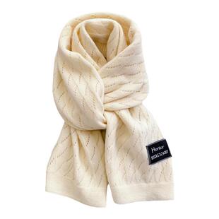 纯色米白色针织毛线围巾女生冬季短小围脖护颈保暖可爱少女ins潮