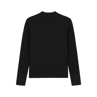 pusumede黑色半高领针织衫女秋冬基础百搭打底衫毛衣正肩长袖上衣