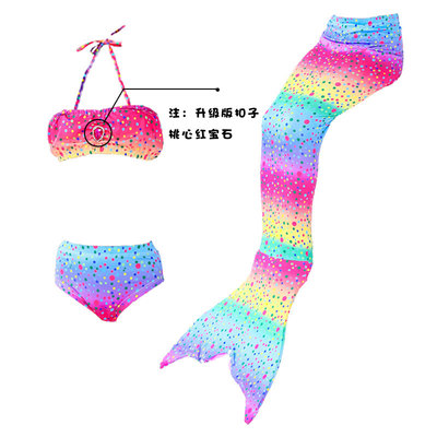 女孩童美人鱼衣服彩主裙游泳衣
