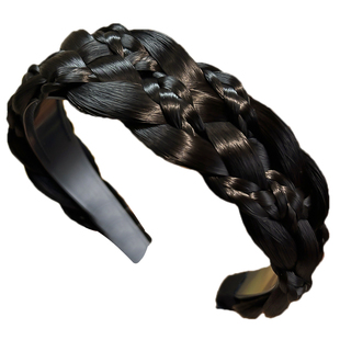 加宽麻花辫假发发箍女款带齿遮盖白发高颅顶蓬防滑鱼骨辫发带发卡