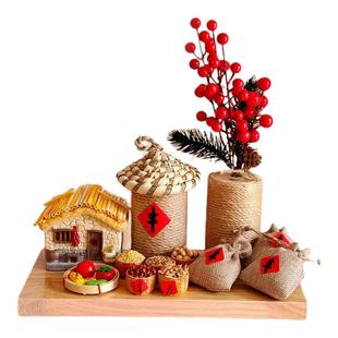 田园五谷丰登小房子装饰创意幼儿园秋收场景丰收节橱窗客厅摆件