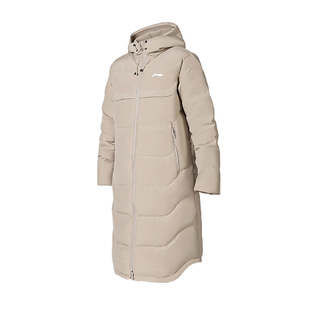 李宁羽绒服女款长款过膝外套2026新款加厚连帽保暖鸭绒运动大衣冬