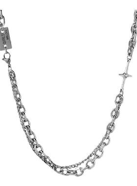 INS嘻哈街头潮酷双层拼接项链