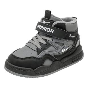 回力童鞋男童冬鞋2025新款秋冬款皮面防水儿童板鞋中帮加绒二棉鞋