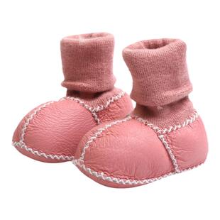 新生婴儿鞋子0-12个月冬季加绒加厚宝宝防掉保暖棉鞋不掉毛毛鞋