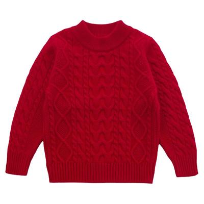 儿童三股加厚枣红100%羊绒衫