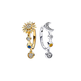 [情人节礼物]Pandora潘多拉吟光耳环日月图案镶嵌闪耀时尚精致