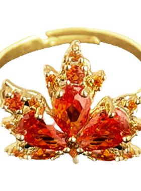 轻奢高级感枫叶戒指女