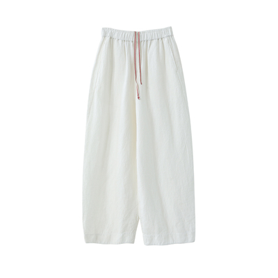 麻霖汉麻墩实垂坠文艺显瘦长裤