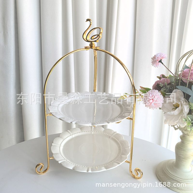 欧式婚庆铁艺折叠三层台蛋糕台展示架茶架茶点心歇下午摆甜品架