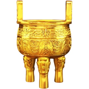 铜鼎摆件铜三足鼎香炉招聚鼎盛千秋圆鼎大号克鼎办公室财开业礼品