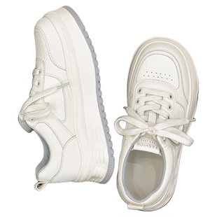 春季真皮小白鞋女2026新款百搭轻便软底增高厚底松糕鞋潮流休闲鞋