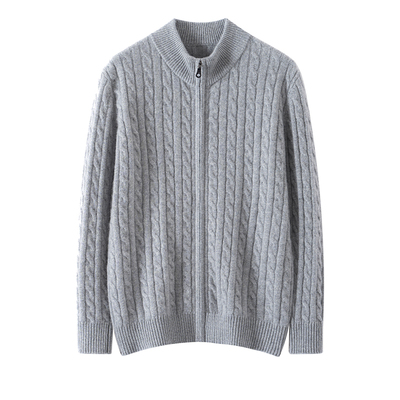 统悦100%纯山羊绒开衫男外套