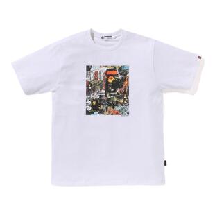 BAPE男装24年秋冬猿人宣传画报图案印花短袖T恤X09005N