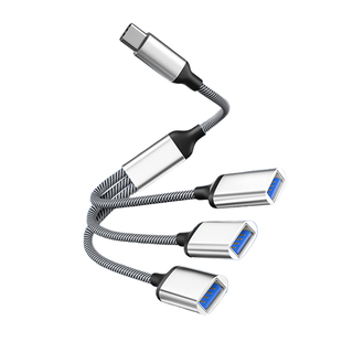 Typec一分三USB分线器电脑汽车C口转3个USB口扩展坞一分三USBHUB分线器Type-c转3个USB转换器汽车扩展手机用