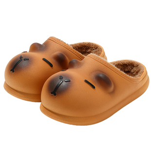 卡皮巴拉儿童棉拖鞋男童冬季包跟室内家居保暖加绒中大童女孩棉鞋