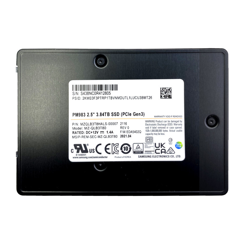 Samsung/三星PM983 1.92T 960g U.2 企业级固态硬盘 服务器 NVME