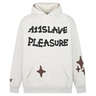 A11SLAVE秋冬星星发泡字母印花美式套装加绒帽衫休闲卫衣情侣百搭