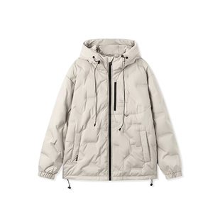 森马羽绒服男2024冬季新款男士连帽鹅绒宽松外套灰色抽绳衣服