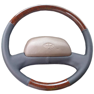 适用于丰田考斯特方向盘套真皮全包手缝专车专用桃木碳纤定制把套