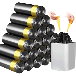 汉世刘家垃圾袋家用抽绳式带提手拉提垃圾塑料袋办公室加厚手提式